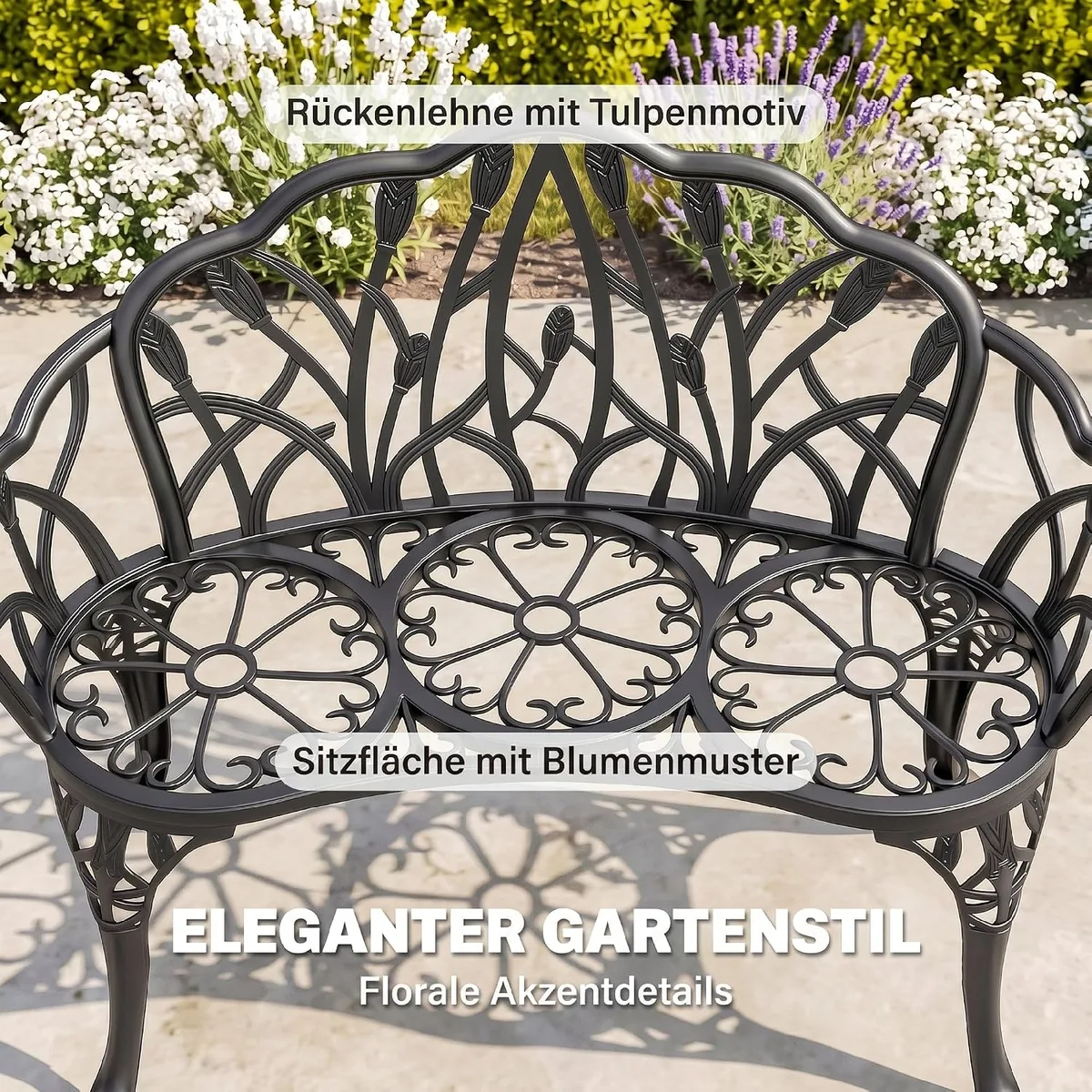 Gartenbank 2-Sitzer Gussaluminium wetterfest Outdoor… — Ansicht 4