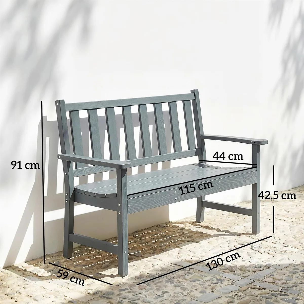 Gartenbank 2-Sitzer wetterfest Kunststoff Outdoor… — Ansicht 3