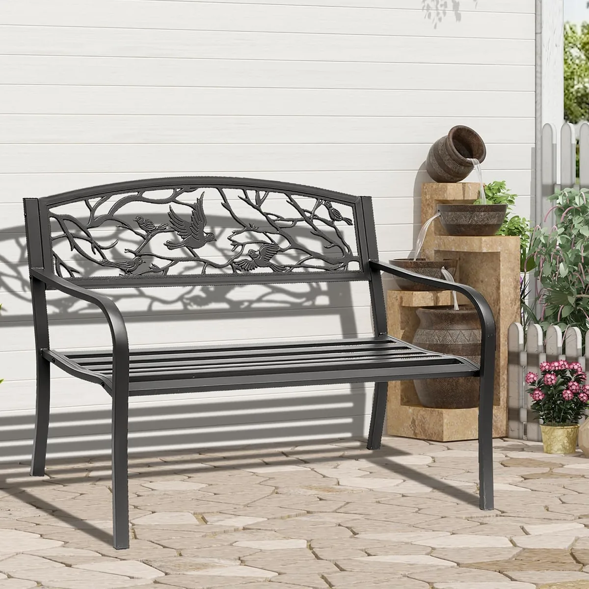 Gartenbank 3-Sitzer Bank Terrasse Landhausstil Chic 127L… — Ansicht 2