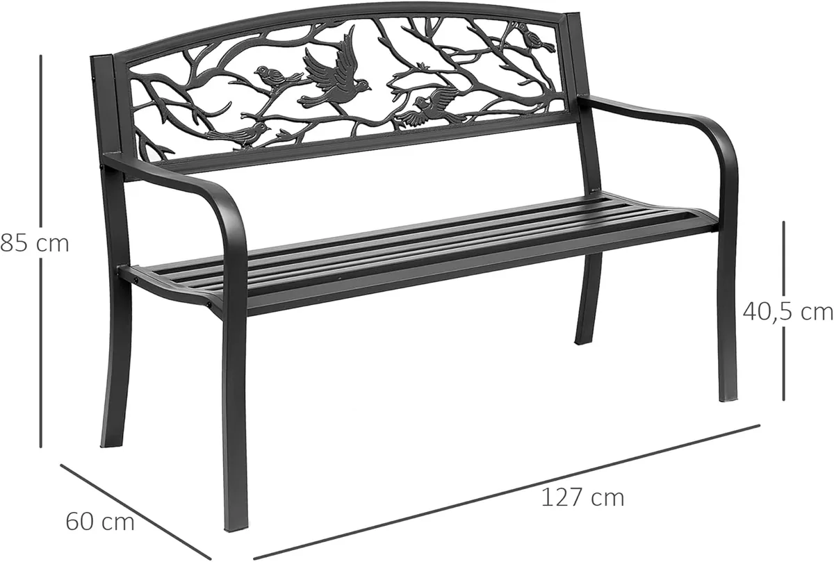 Gartenbank 3-Sitzer Bank Terrasse Landhausstil Chic 127L… — Ansicht 3