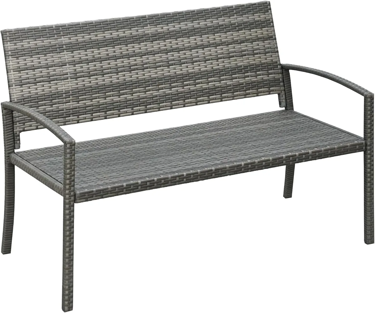 Gartenbank Polyrattan 2-Sitzer UV-beständig Sitzbank mit…