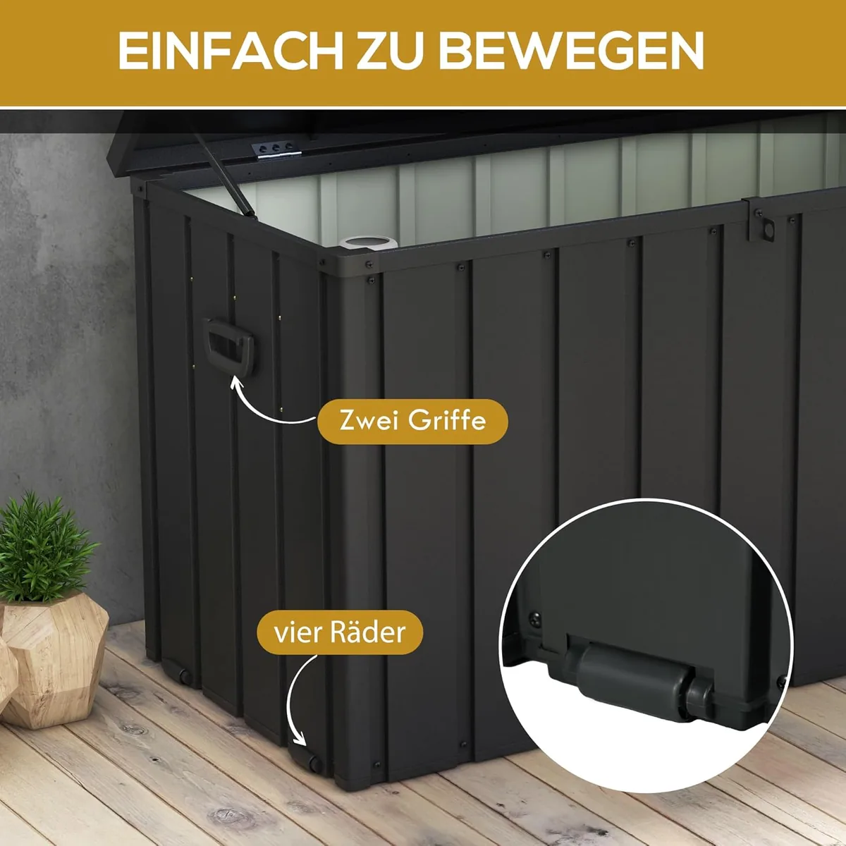 Gartenbox 450L Auflagenbox Truhe Aufbewahrungskiste mit… — Ansicht 2