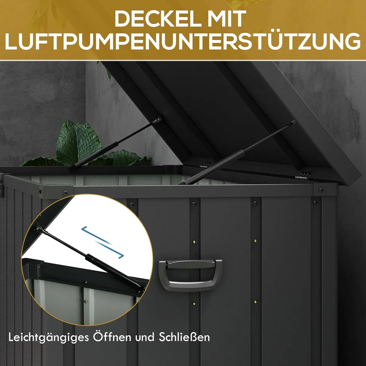 Gartenbox 450L Auflagenbox Truhe Aufbewahrungskiste mit… — Ansicht 4