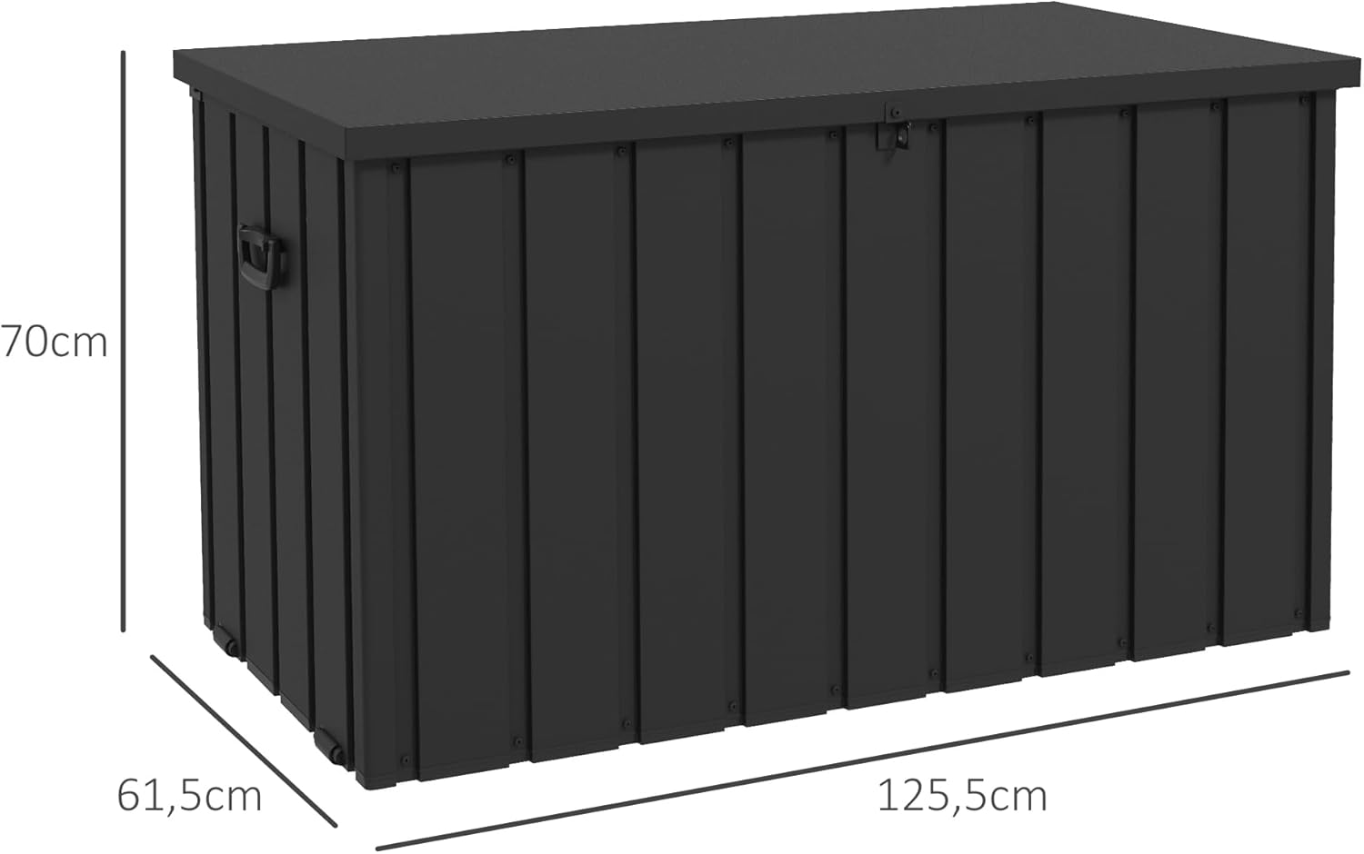 Outsunny Gartenbox 450L Auflagenbox Truhe Aufbewahrungskiste mit Gasdruckfedern, Aufbewahrungsbox mit Rollen, für Balkon, Garten, Stahl, Dunkelgrau — Ansicht 6