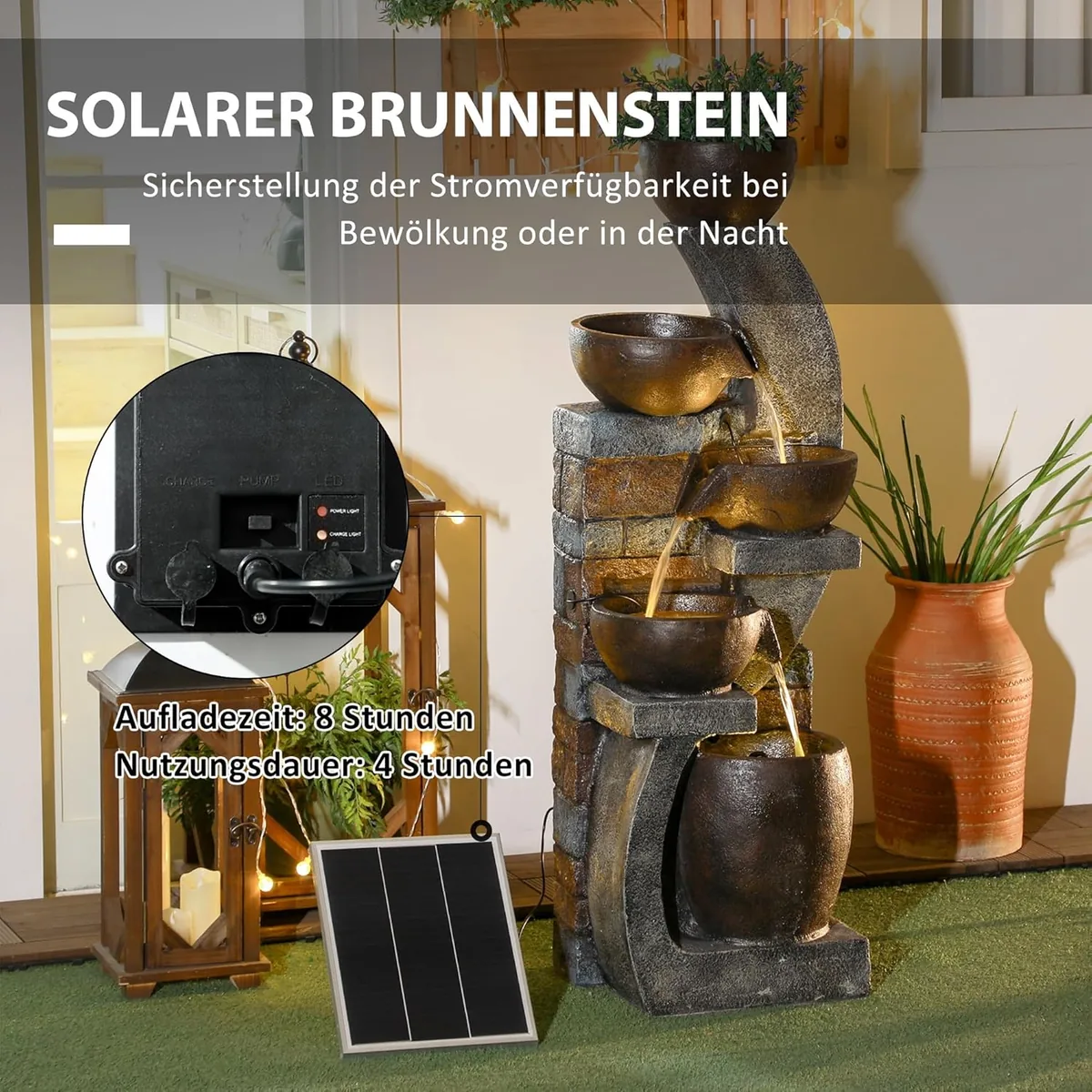 Gartenbrunnen, Solar Springbrunnen, Zierbrunnen mit… — Ansicht 4