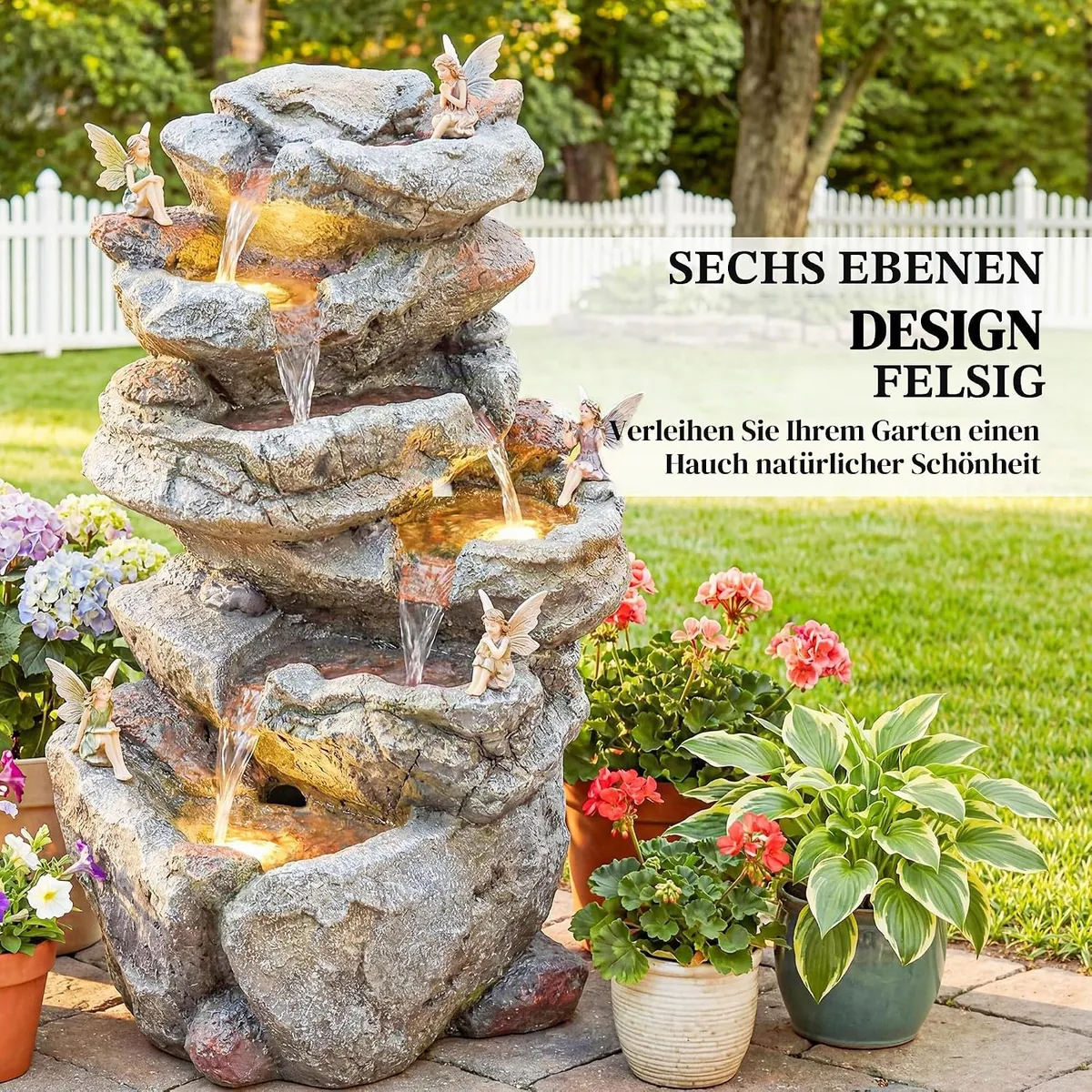 Gartenbrunnen Wasserfall 6 Stufen — Ansicht 3