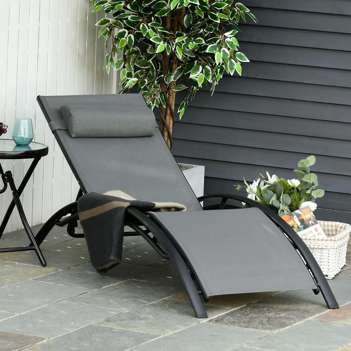 Gartenliege verstellbare Sonnenliege Liegestuhl mit… — Ansicht 2
