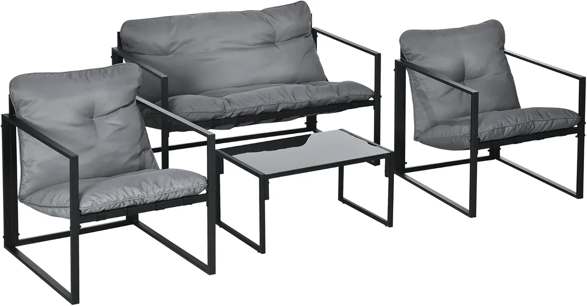 Gartenmöbel Set 4 Personen Stahl wetterfest…