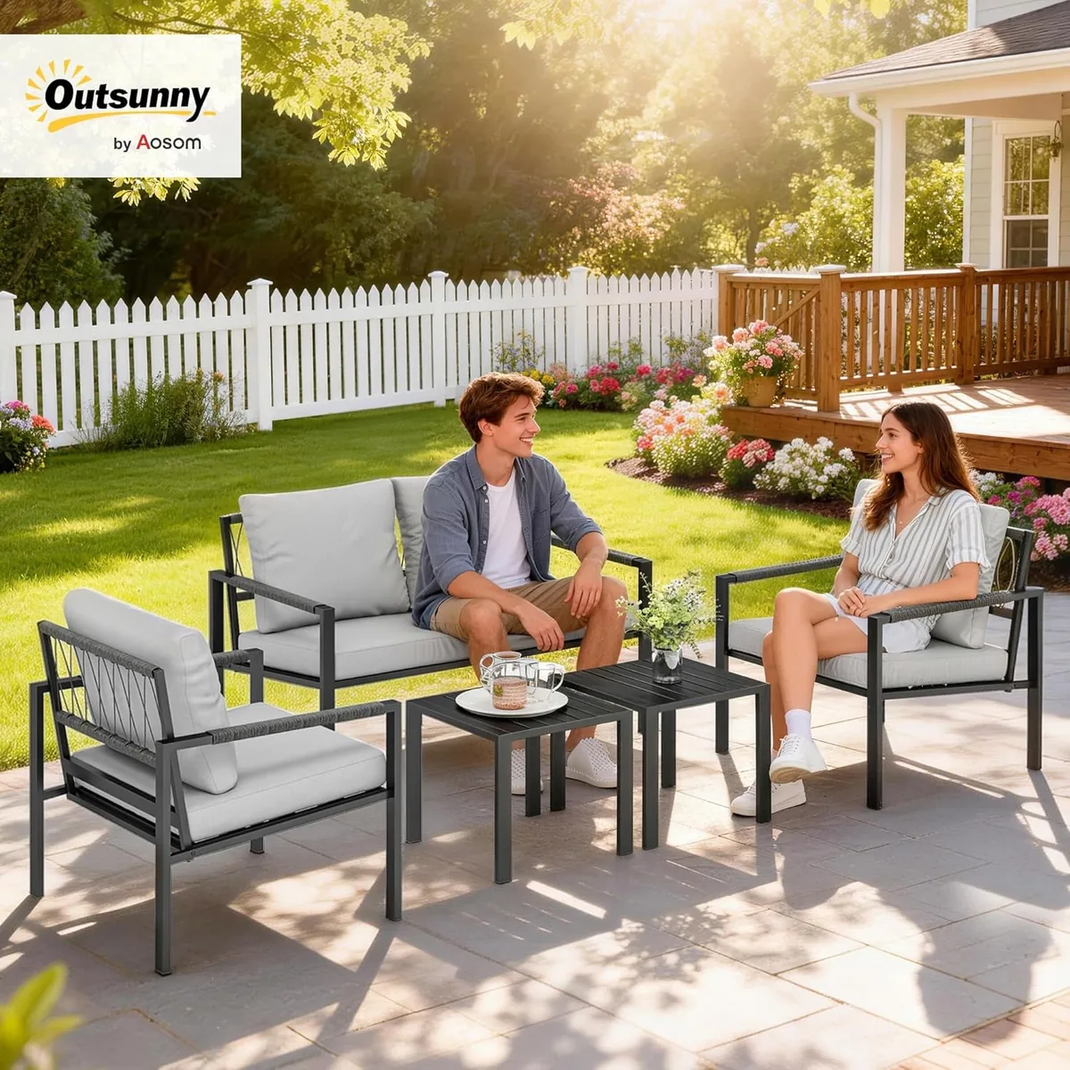 Gartenmöbel Set 4 Personen wetterfest Balkonmöbel-Set mit… — Ansicht 2
