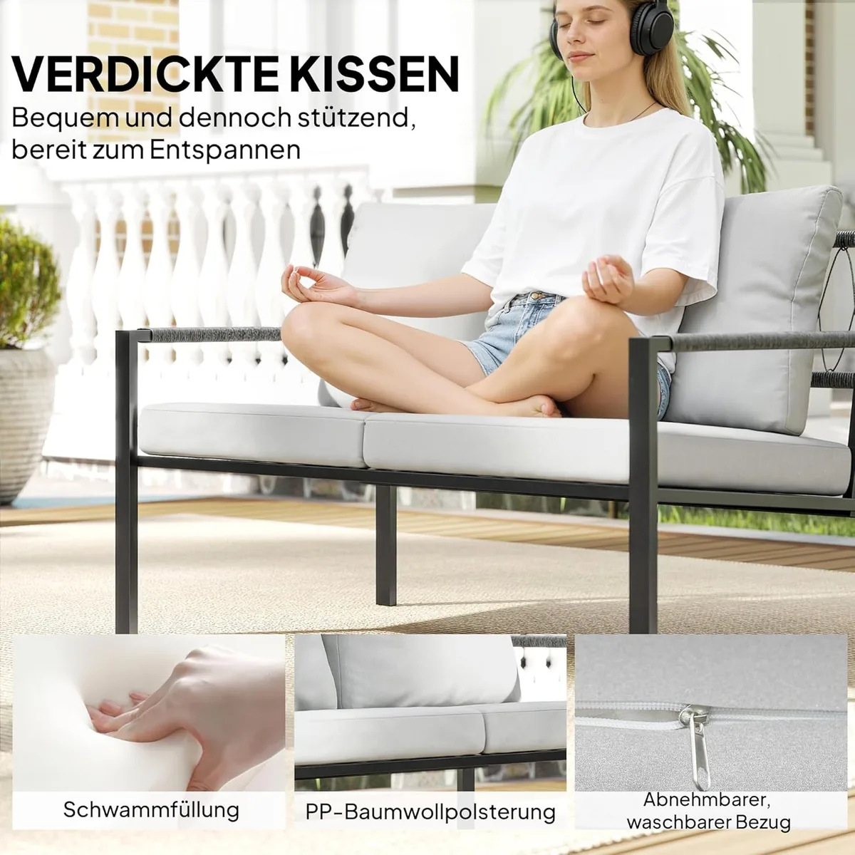 Gartenmöbel Set 4 Personen wetterfest Balkonmöbel-Set mit… — Ansicht 4