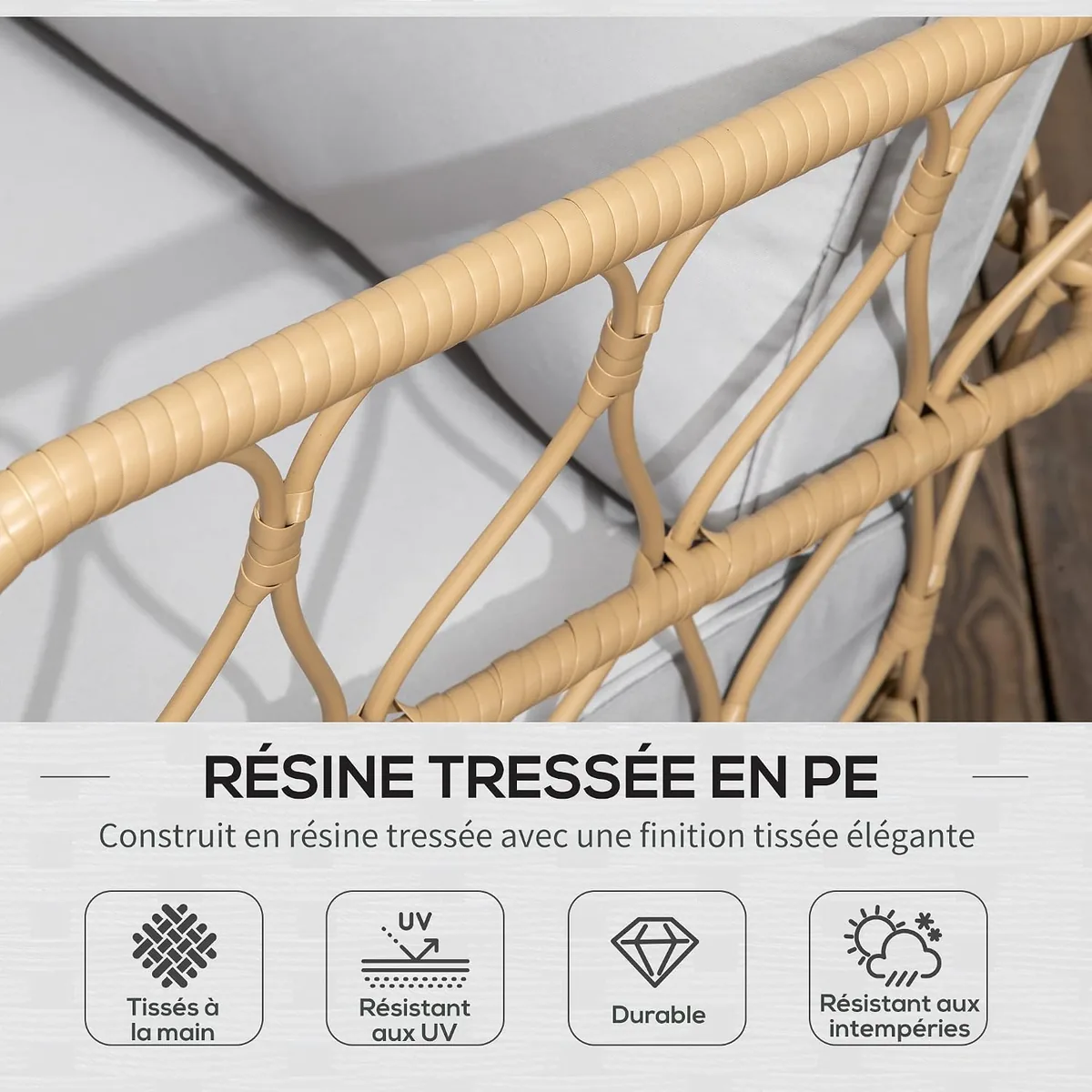 Gartenmöbel-Set, 4-teilig, 2-Sitzer-Sofa + 2 Sessel + 1… — Ansicht 4