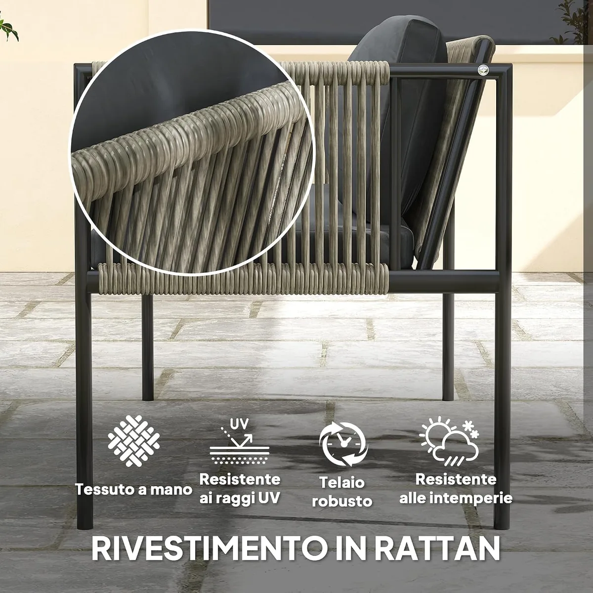 Gartenmöbel Set aus Polyrattan Lounge-Set mit 2er Sofa… — Ansicht 4