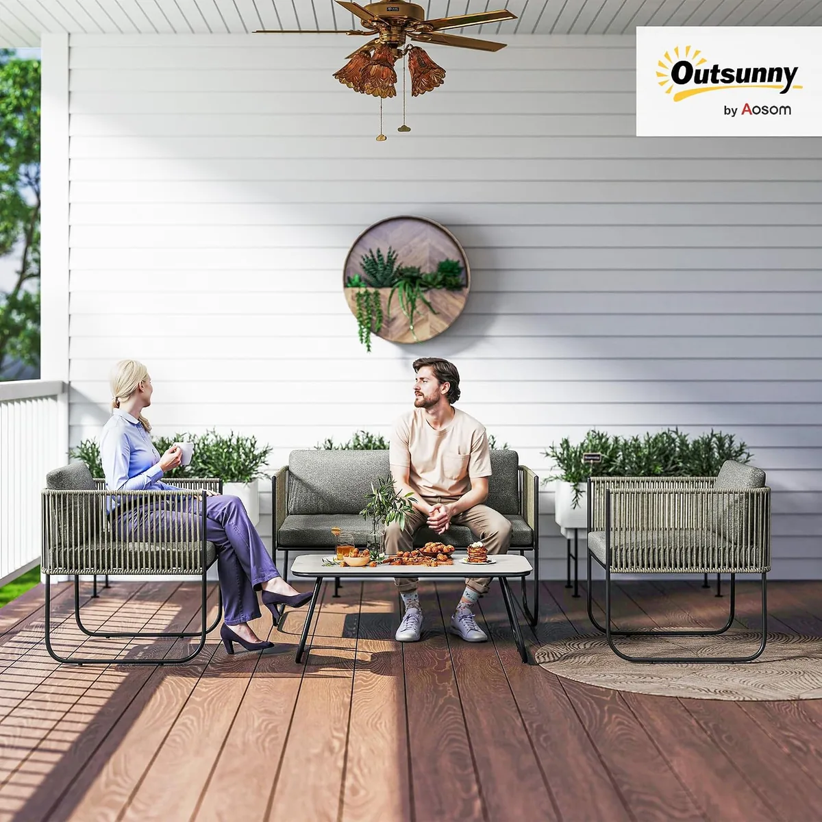 Gartenmöbel Set aus Polyrattan Terrassenmöbel mit Sessel… — Ansicht 2