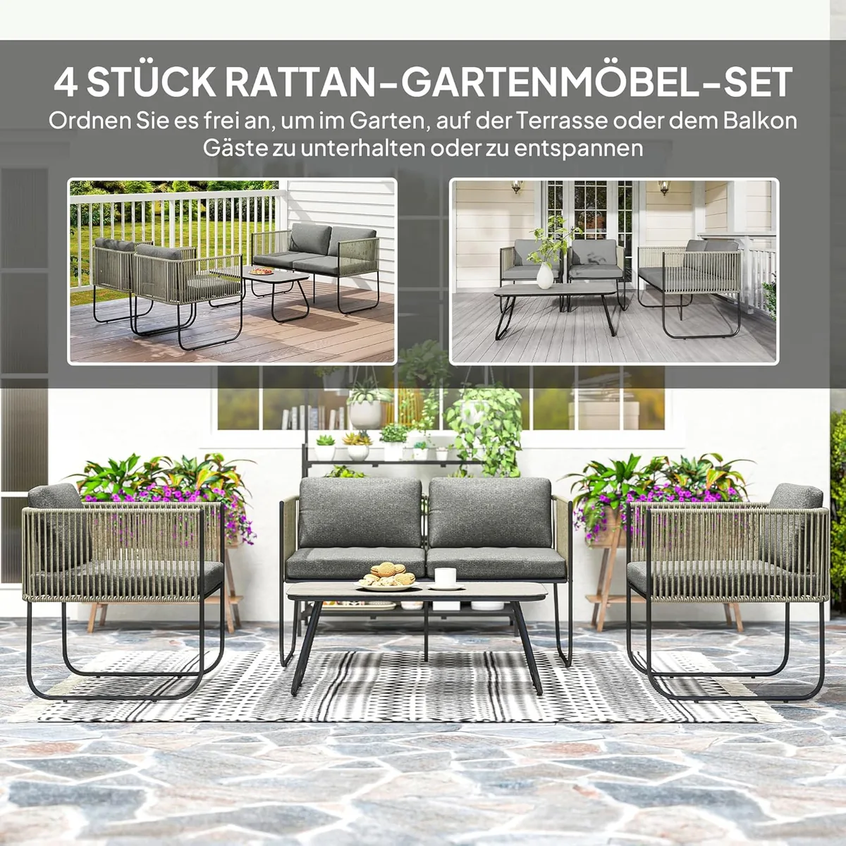 Gartenmöbel Set aus Polyrattan Terrassenmöbel mit Sessel… — Ansicht 3