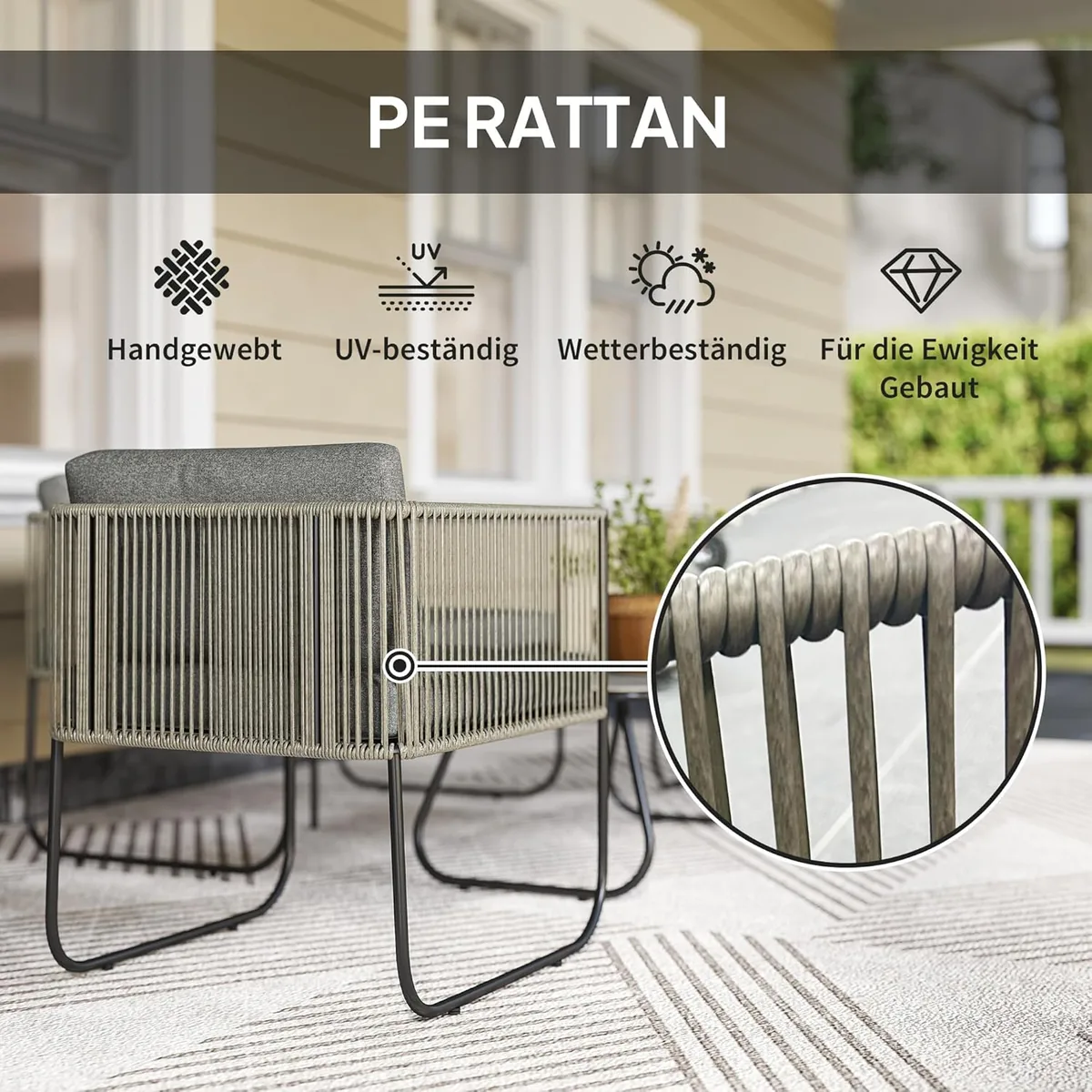 Gartenmöbel Set aus Polyrattan Terrassenmöbel mit Sessel… — Ansicht 4
