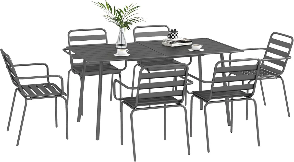 Gartenmöbel-Set für den Außenbereich, 7-teilig, mit 1…