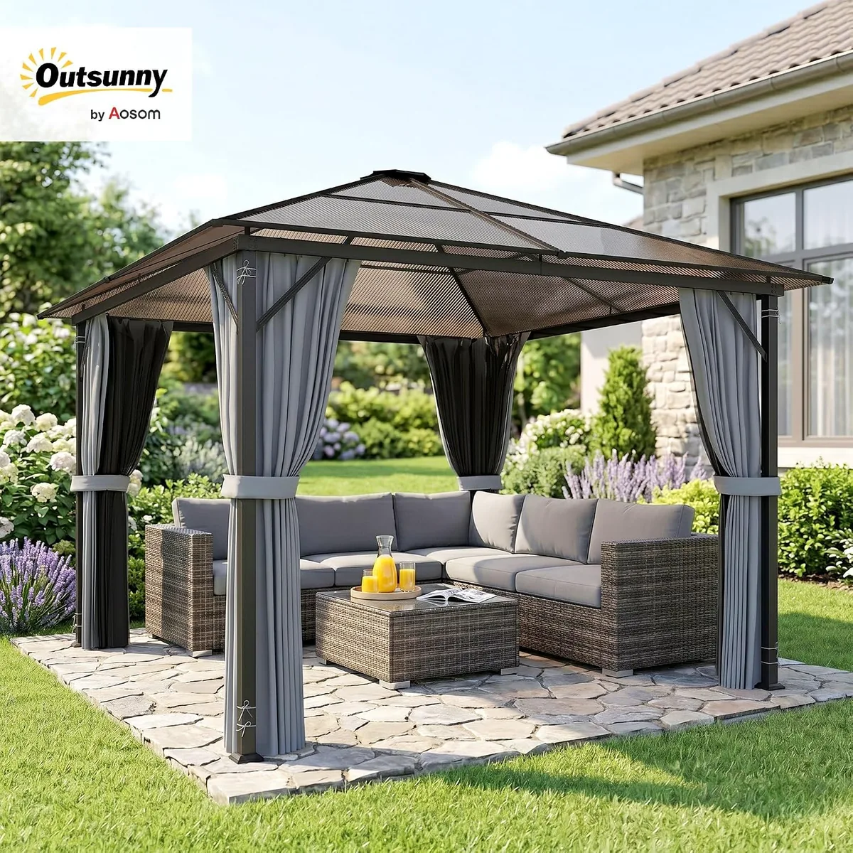 Gartenpavillon 3 x 3 m Aluminium Wasserabweisend Stabil… — Ansicht 2