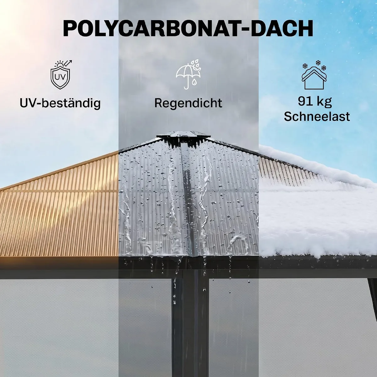 Gartenpavillon 3 x 3 m Aluminium Wasserabweisend Stabil… — Ansicht 3