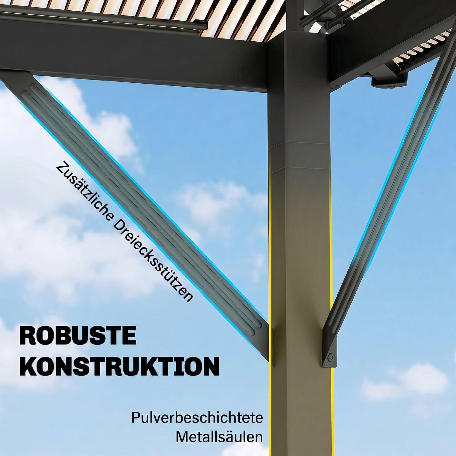 Outsunny Gartenpavillon 3 x 3 m Aluminium Wasserabweisend Stabil Winterfest Pavillon mit Hardtop 6 mm Polycarbonat-Dach 4 Seitenteile Moskitonetz,UV-Beständig, für Garten, Terrasse, Dunkelgrau — Ansicht 5