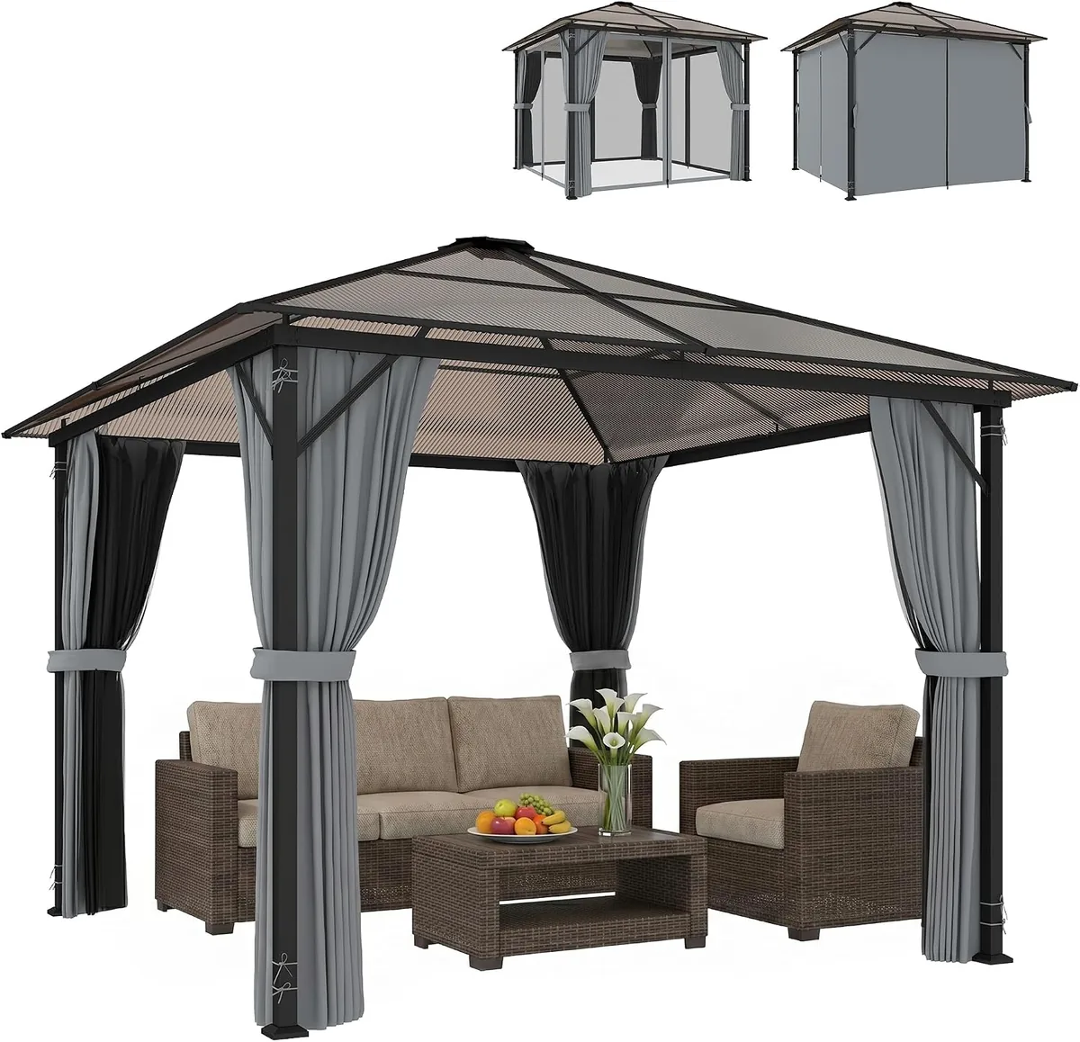 Gartenpavillon 3 x 3 m Aluminium Wasserabweisend Stabil…