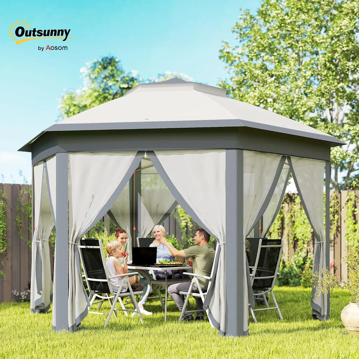 Gartenpavillon Faltpavillon 4 x 4 m Pop-Up-Zelt Partyzelt… — Ansicht 2