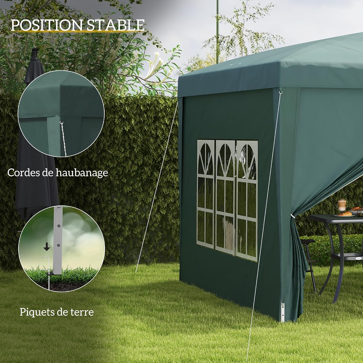 Outsunny Gartenpavillon für den Außenbereich, Pavillon, Pop-Up, faltbar, 3 x 3 m, 4 abnehmbare Wände + Transporttasche, Grün — Ansicht 5