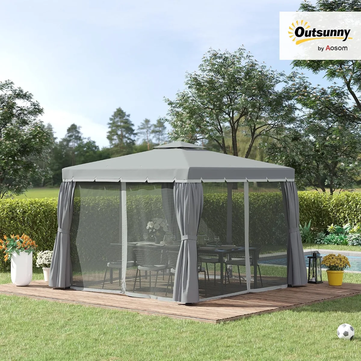 Gartenpavillon Pavillon 2,96 x 2,96 m Gartenzelt mit… — Ansicht 2
