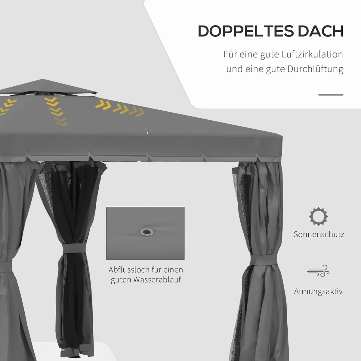 Gartenpavillon Pavillon 2,96 x 2,96 m Gartenzelt mit… — Ansicht 3