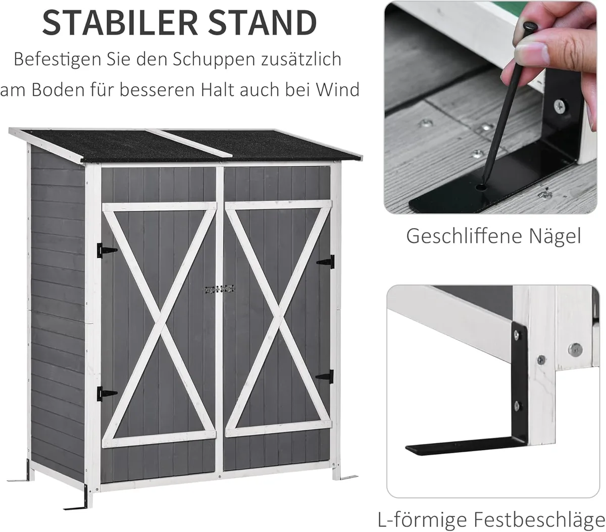 Gartenschrank Geräteschuppen mit 2 Tür Geräteschrank mit… — Ansicht 3