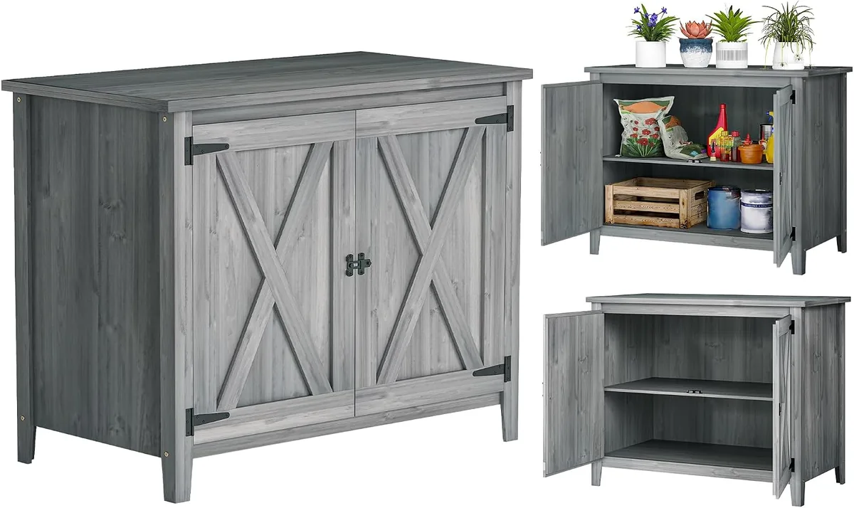 Gartenschrank Holz, 110x60x88,5cm Gerätehaus…