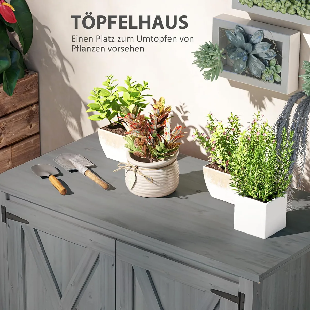 Gartenschrank Holz, 110x60x88,5cm Gerätehaus… — Ansicht 4