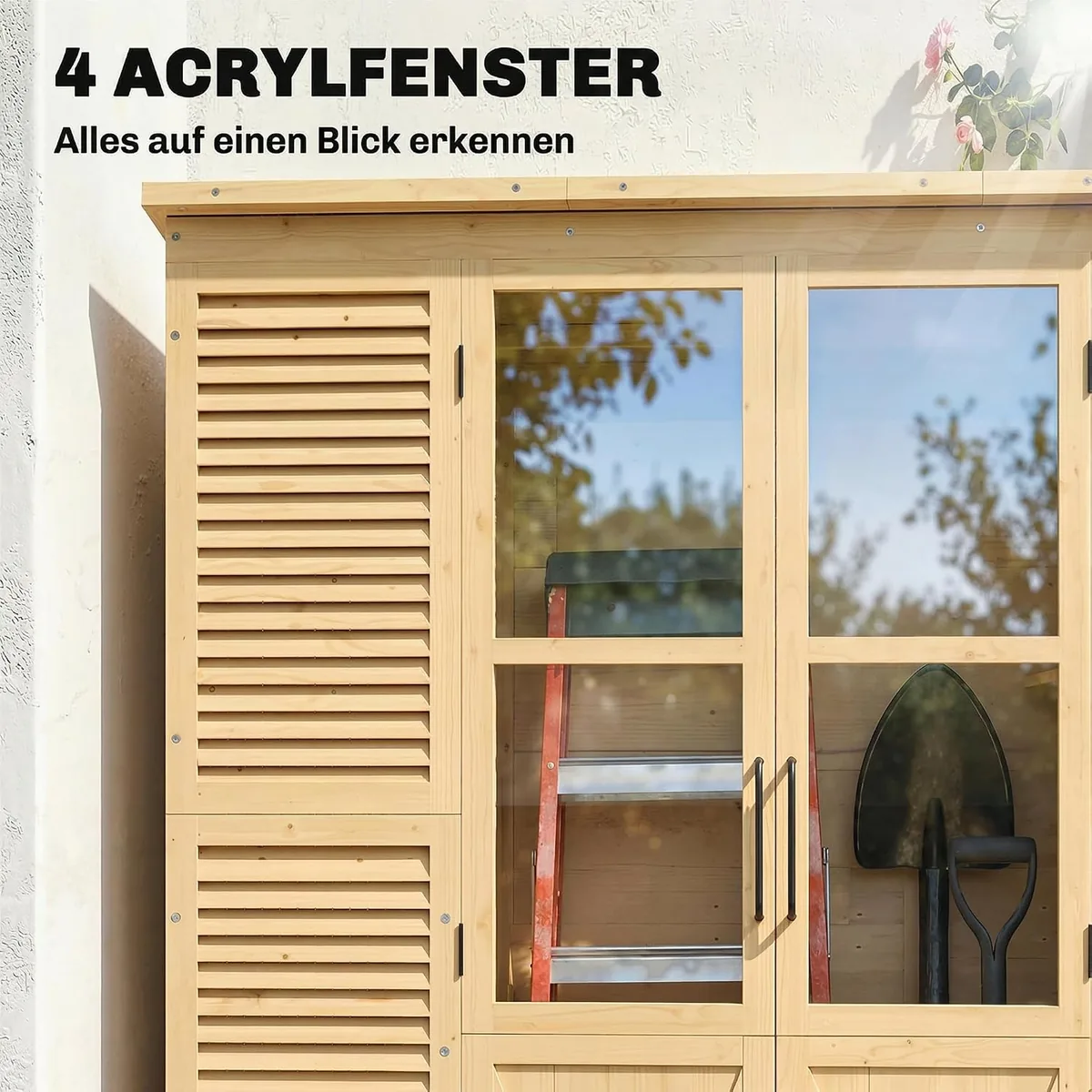 Gartenschrank Holz Begehbarer Geräteschuppen mit Ablage… — Ansicht 4