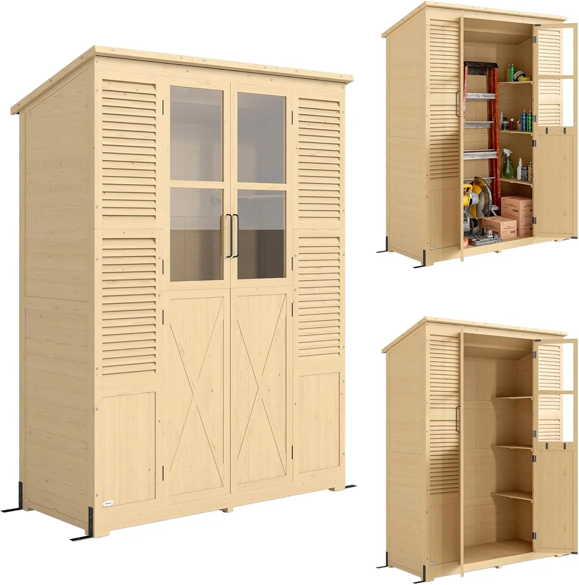 Gartenschrank Holz Begehbarer Geräteschuppen mit Ablage…