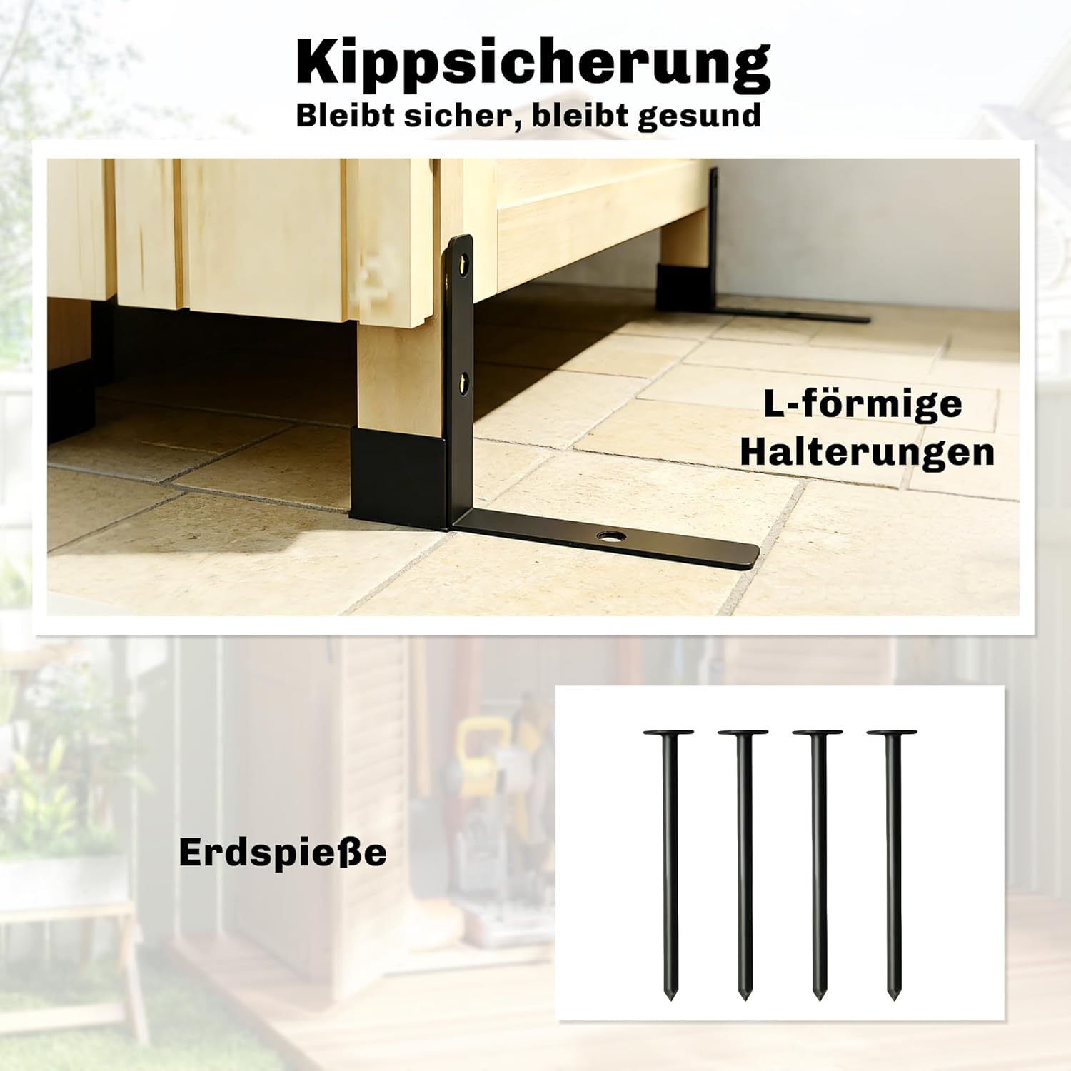 Outsunny Gartenschrank Holz extra hohe Geräteschuppen mit verstellbar Ablage magnetisch Tür galvanisiert Dach Belüftung Kippschutz 85x58x213 cm Geräteschrank Gerätehaus für Garten Terrasse Naturholz — Ansicht 6