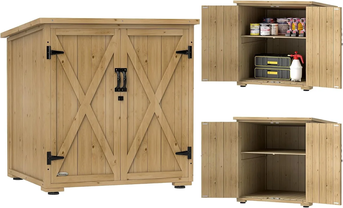 Outsunny Gartenschrank Holz, Geräteschrank, Outd