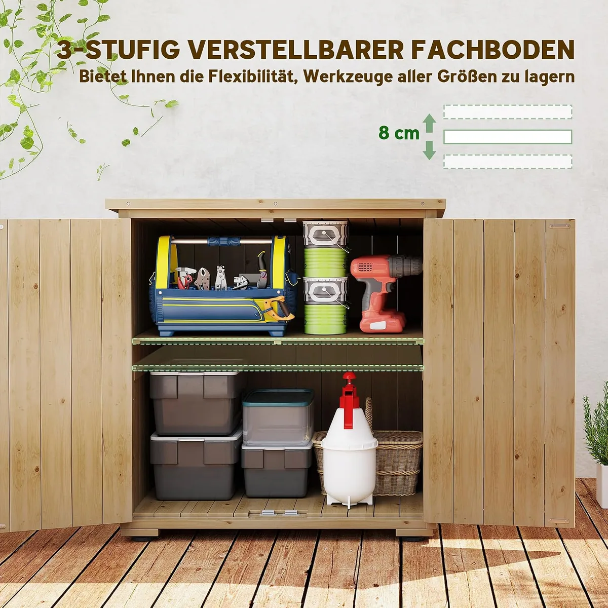Gartenschrank Holz, Geräteschrank, Outdoor wetterfest… — Ansicht 3