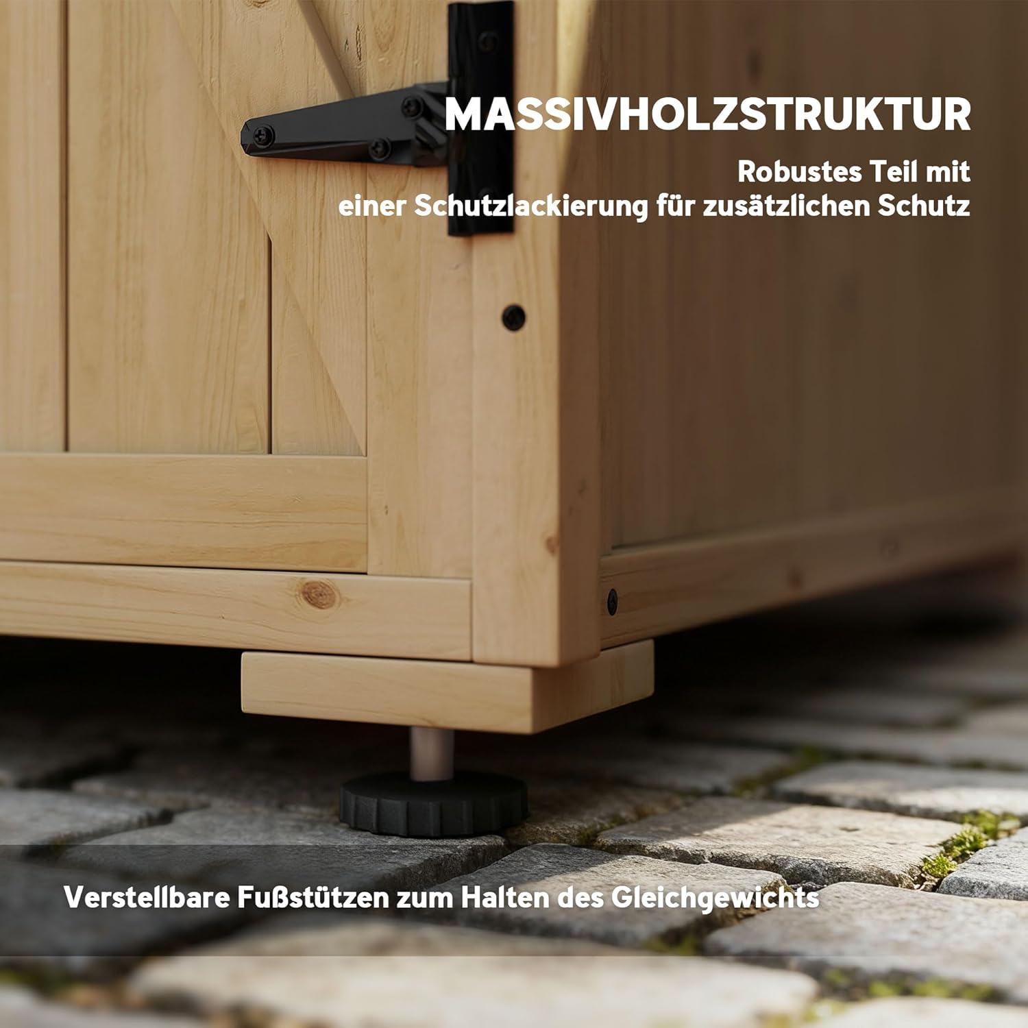 Outsunny Gartenschrank Holz, Geräteschrank, Outdoor wetterfest Geräteschuppen, Holzschrank mit Doppeltür, Mehrzweckschrank für Garten, Balkon, Natur — Ansicht 6