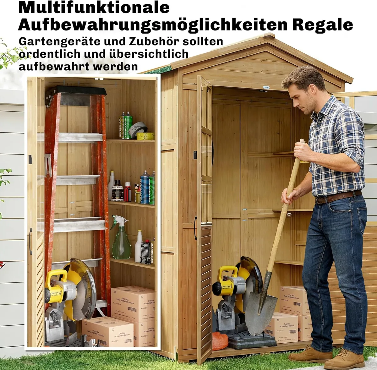 Gartenschrank Holz Geräteschuppen mit Ablage… — Ansicht 4