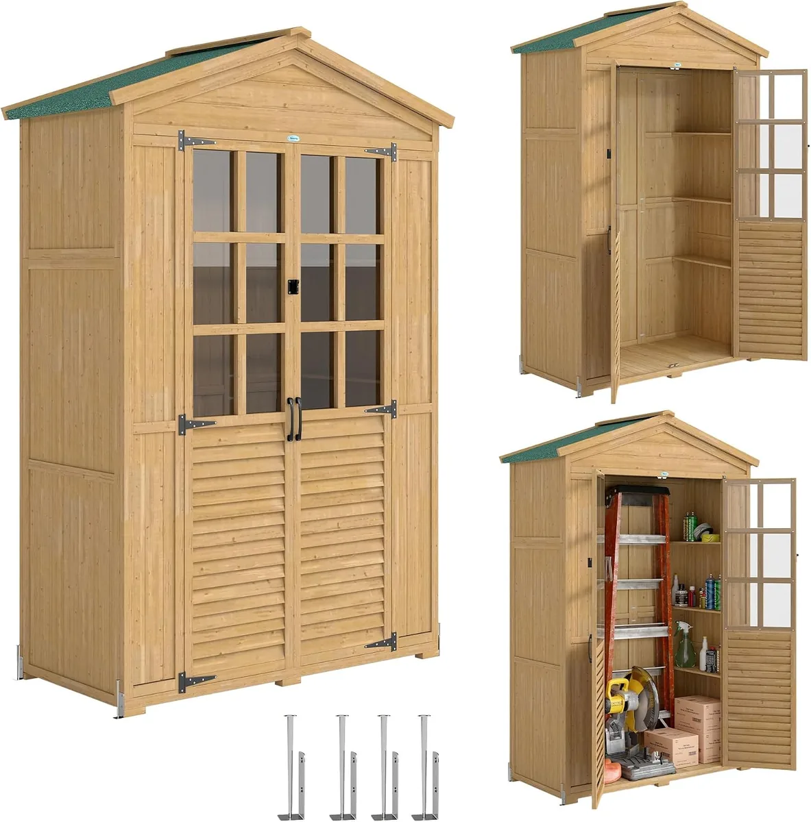 Gartenschrank Holz Geräteschuppen mit Ablage…