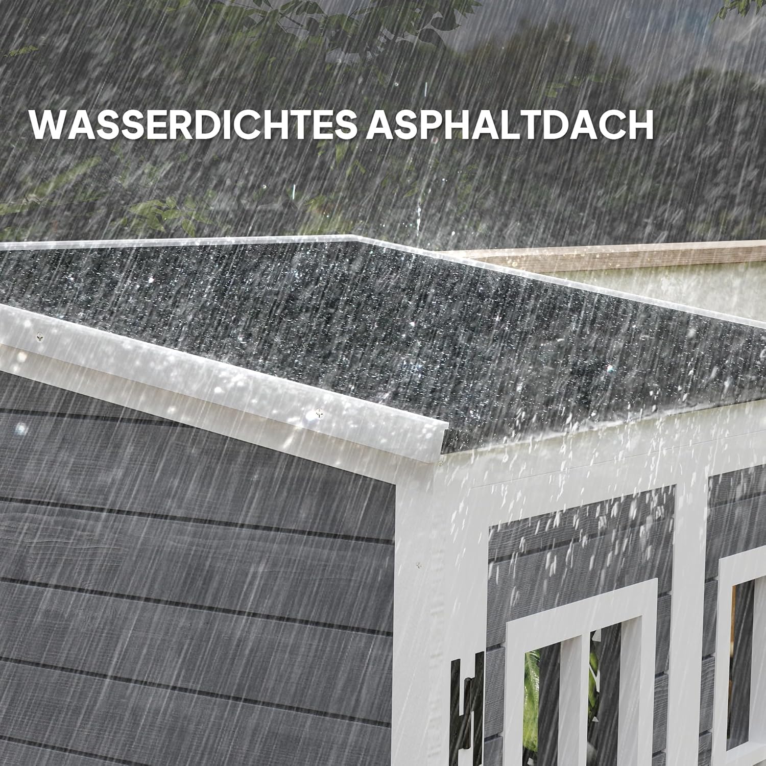 Outsunny Gartenschrank Holz, Geräteschuppen mit Abschließbar Tür 2 Fenstern Bodenplatte Asphalt-Pultdach Ablage 91x69x192cm, wetterfest Geräteschrank, Gerätehaus für Garten, Terrasse, Hellgrau — Ansicht 6