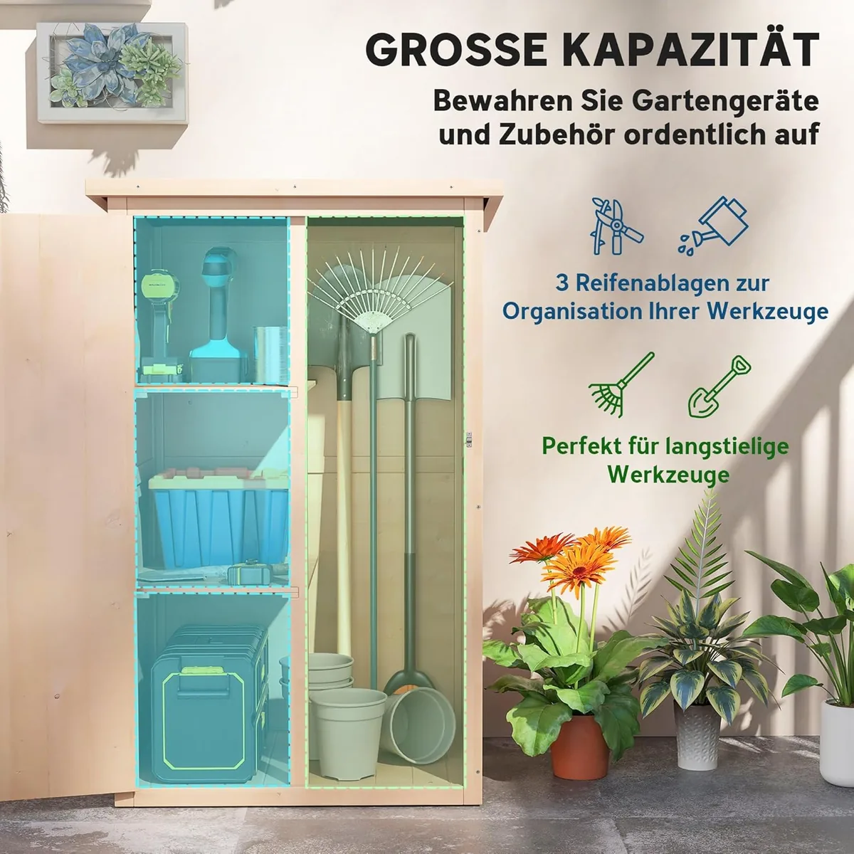 Gartenschrank Holz, Geräteschuppen wetterfest… — Ansicht 3