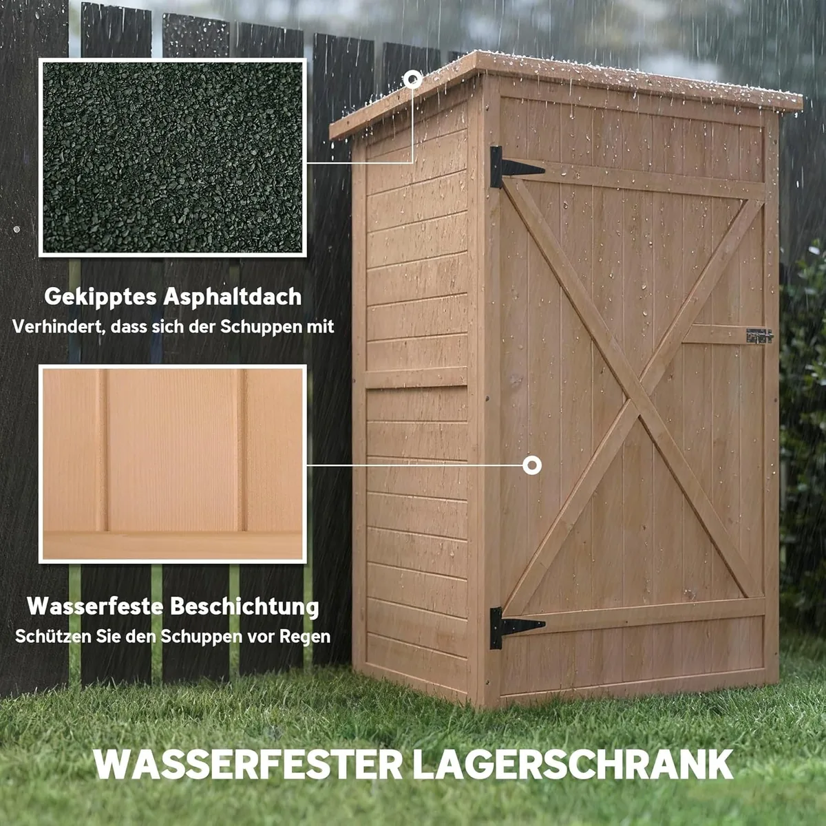 Gartenschrank Holz, Geräteschuppen wetterfest… — Ansicht 4
