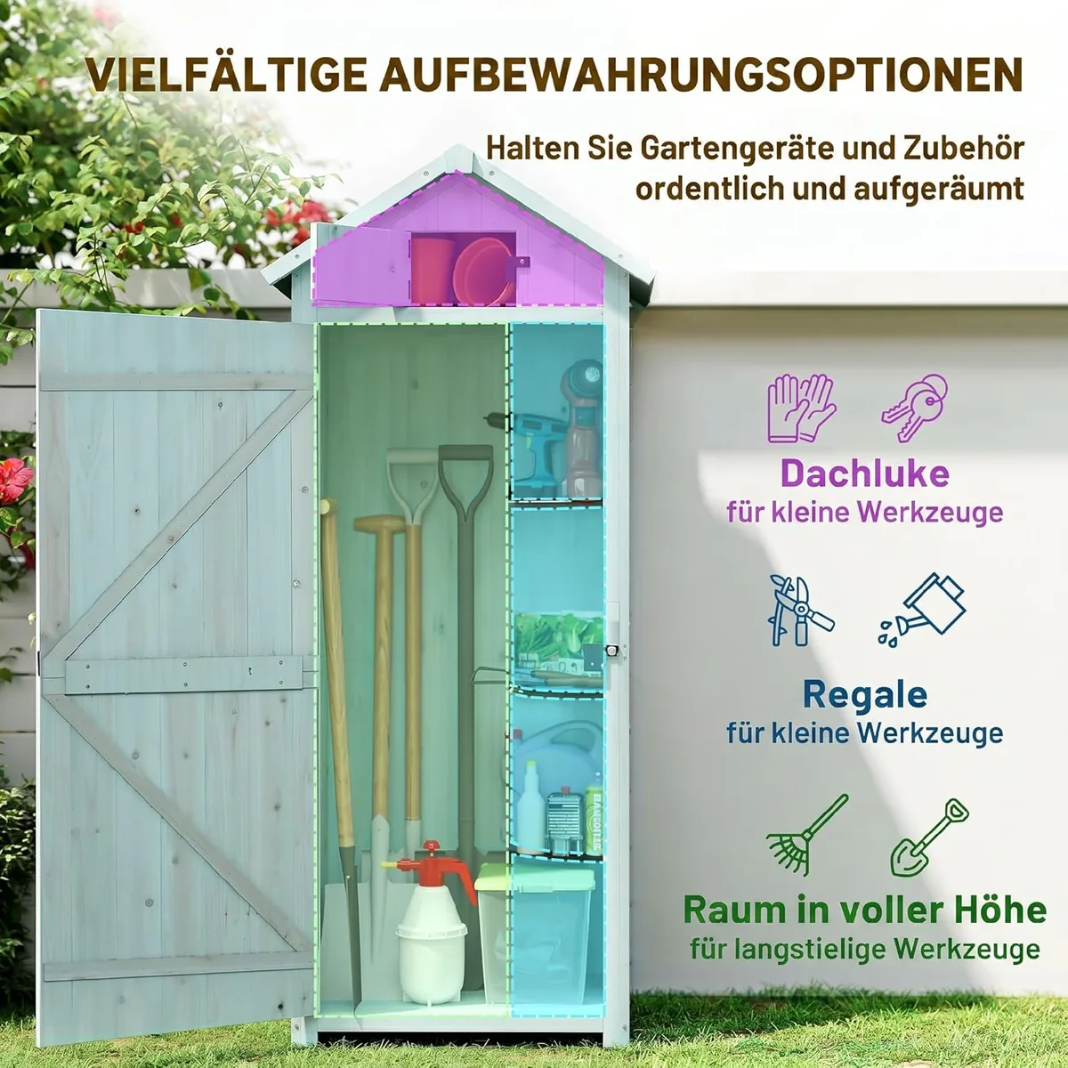 Gartenschrank Holz, Geräteschuppen wetterfest… — Ansicht 3