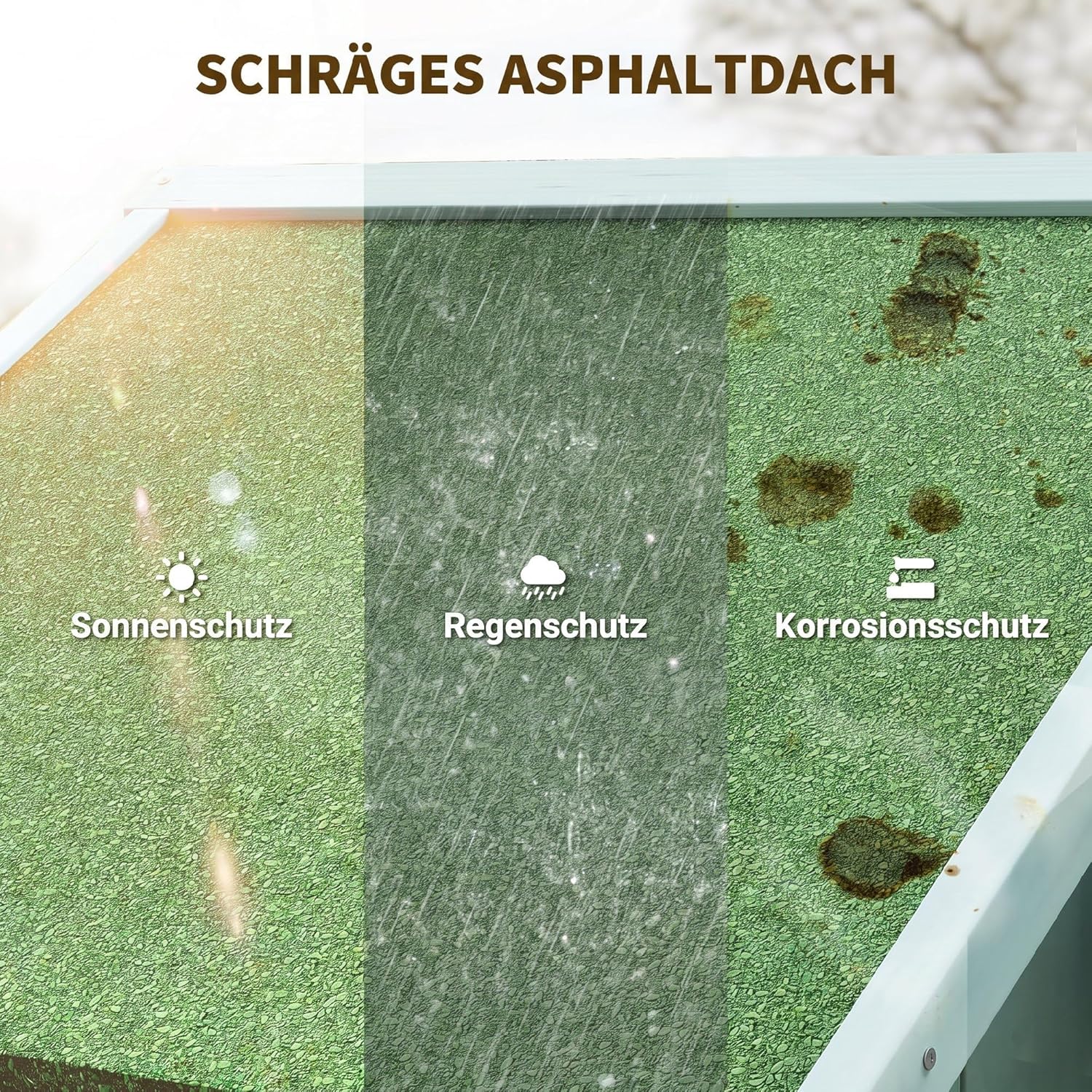 Outsunny Gartenschrank Holz, Geräteschuppen wetterfest 77x54,2x179cm, Gerätehaus mit Tür, Satteldach, Geräteschrank mit Böden, Werkzeugschrank Gartenschuppen für Garten, Terrasse, Hellblau+Grün — Ansicht 5