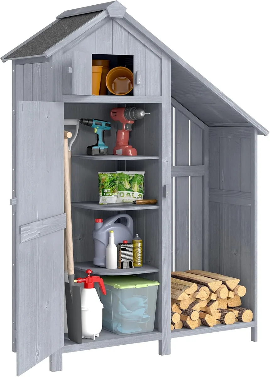Gartenschrank Holz Outdoor wetterfest mit Asphaltdach…