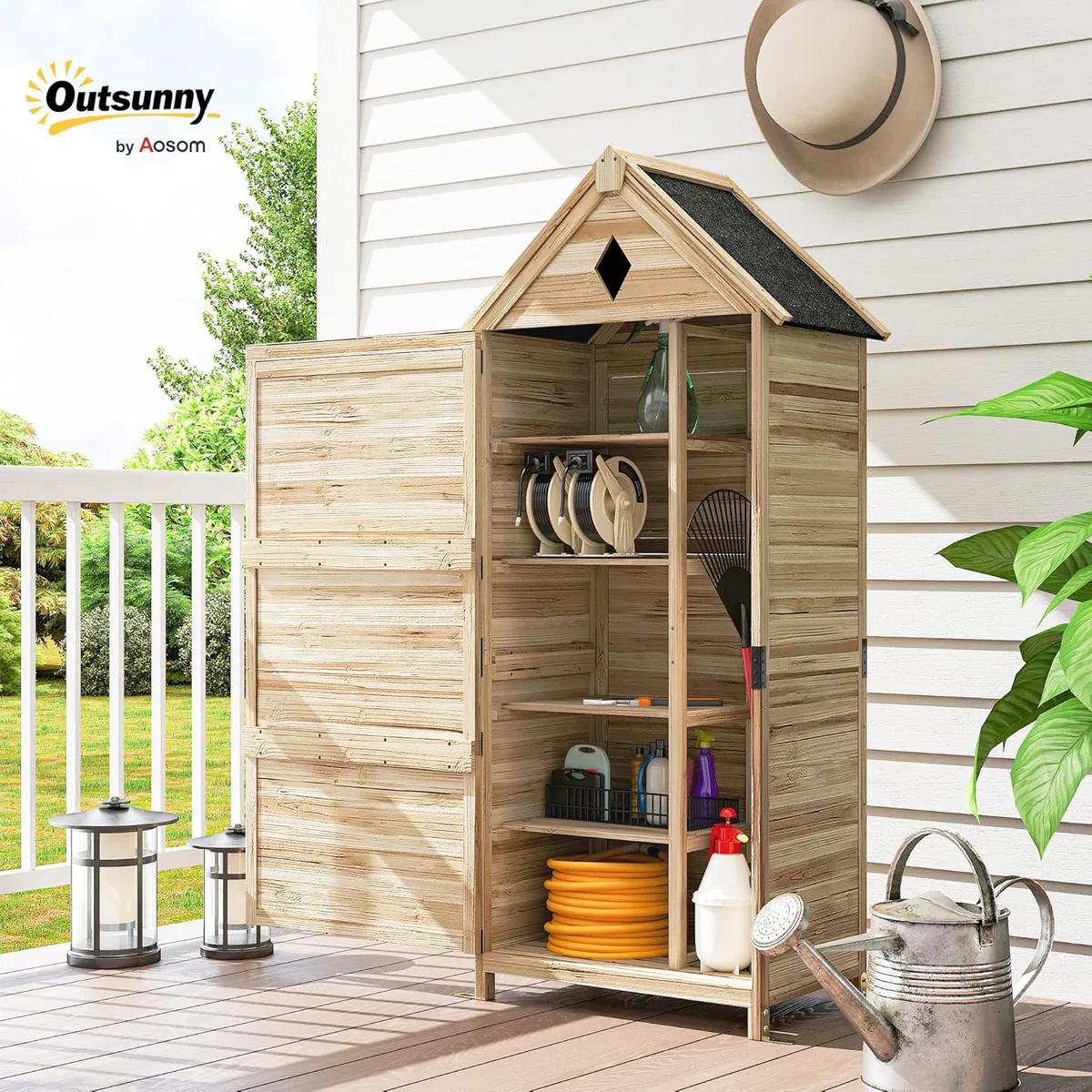 Gartenschrank Holz, wasserdicht Geräteschuppen 80 x 49 x… — Ansicht 2