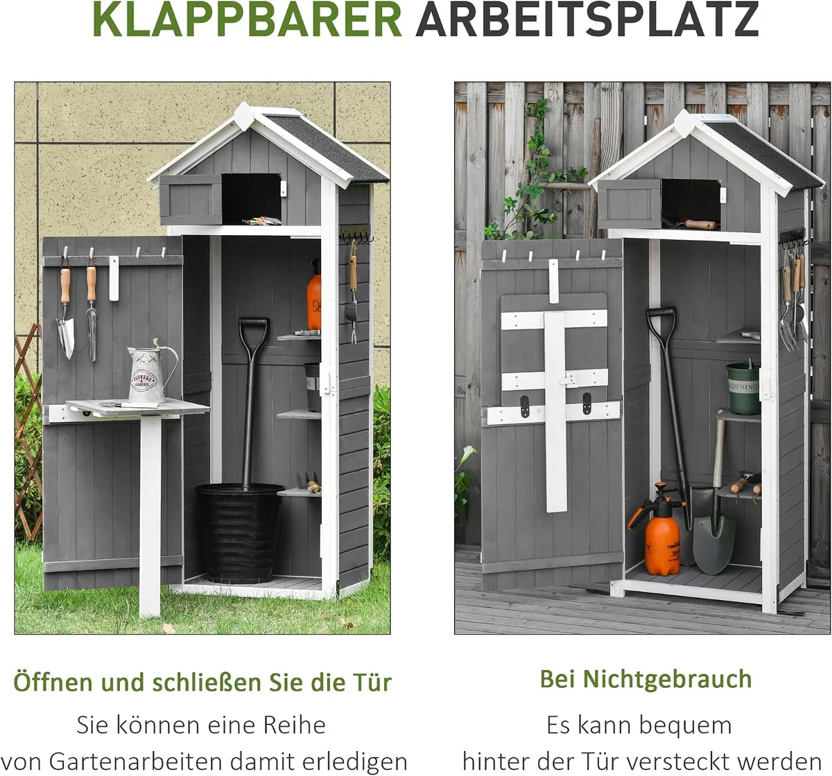 Gartenschrank Holz, wetterfest 78x52,5x182cm Gerätehaus… — Ansicht 4