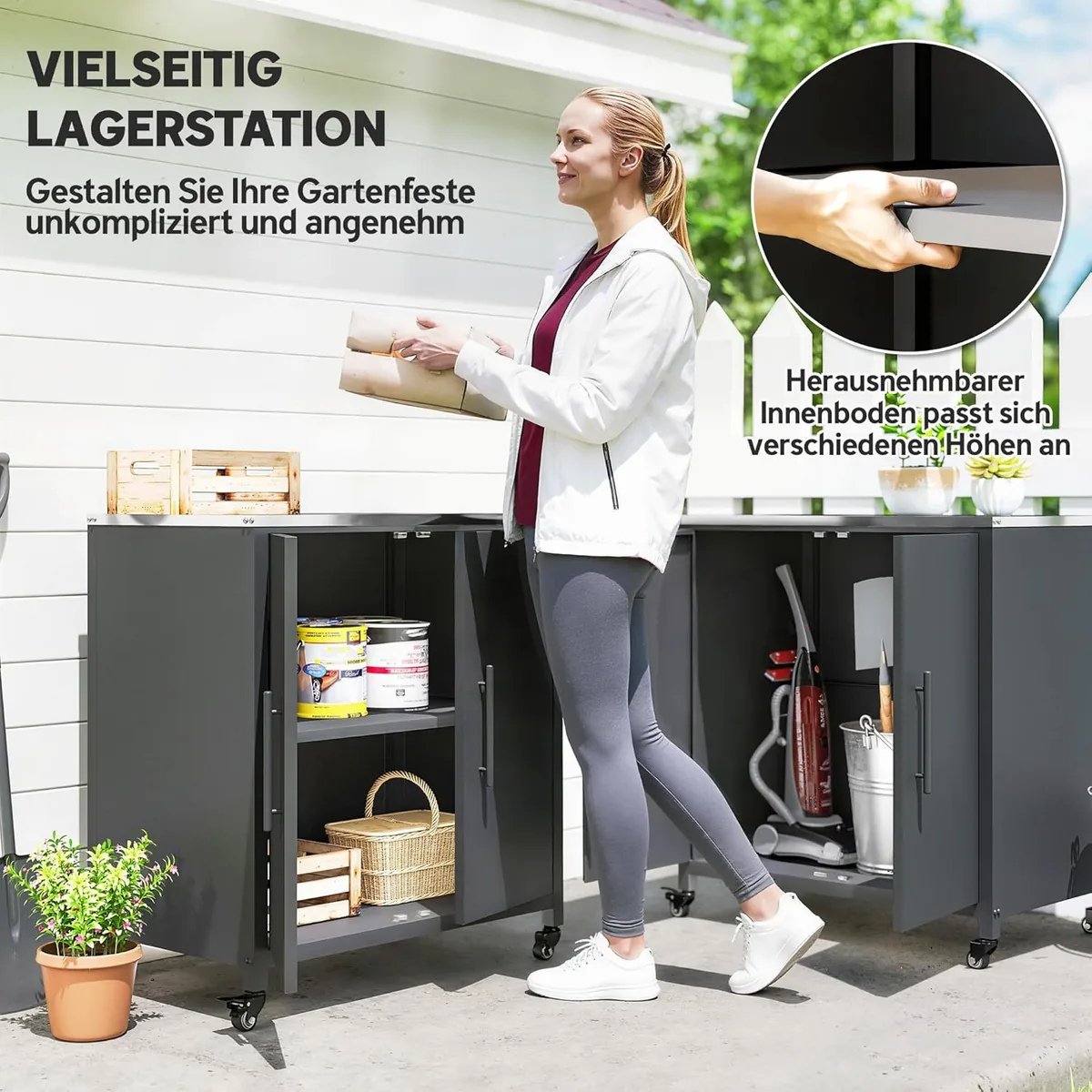 Gartenschrank mit Pflanztisch Geräteschuppen mit… — Ansicht 3