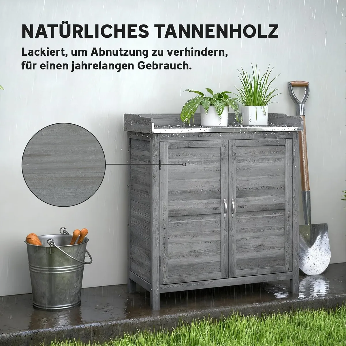 Gartenschrank mit Pflanztisch, Holz Geräteschuppen mit… — Ansicht 4