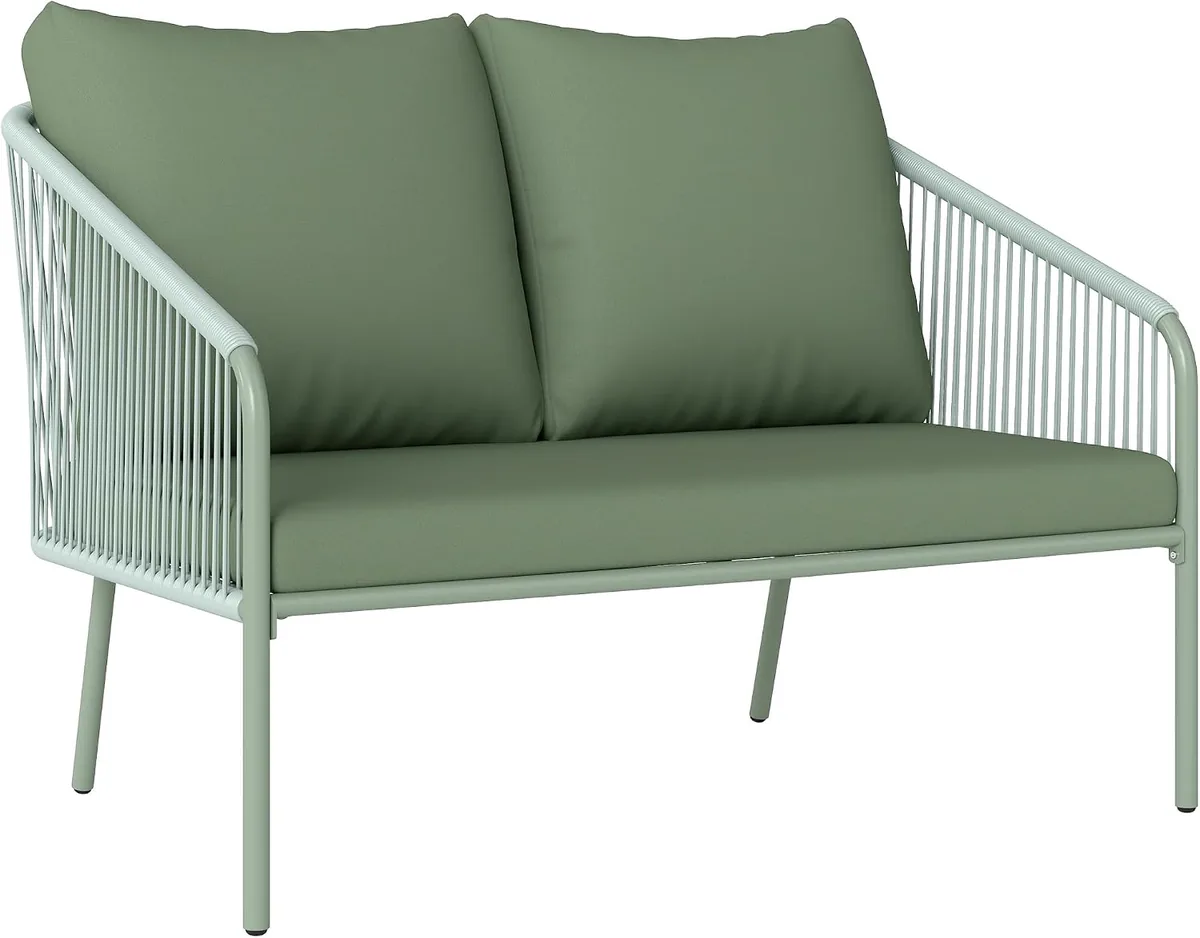 Gartensofa 2-Sitzer Rattansofa mit Kissen Loungesofa…